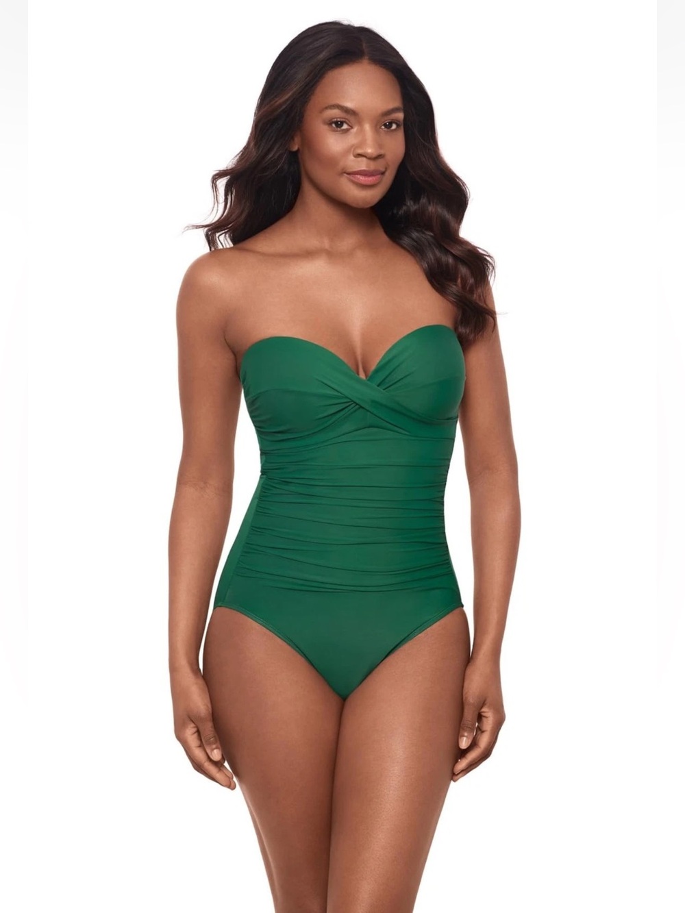 Miraclesuit Rock Solid Madrid Bandeau Underwire One Piece Swimsuit Malachite 10